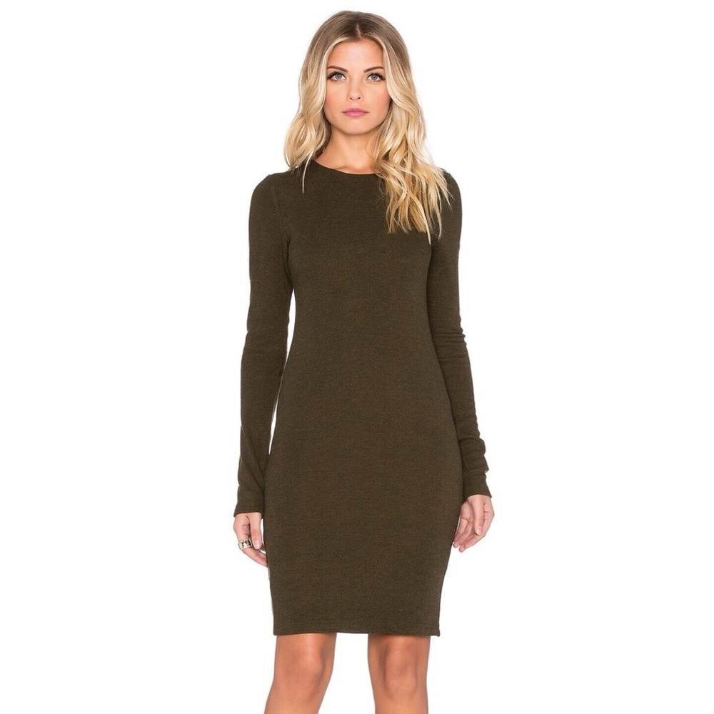 Alice + Olivia Olive Green Long Sleeve Bodycon Dress